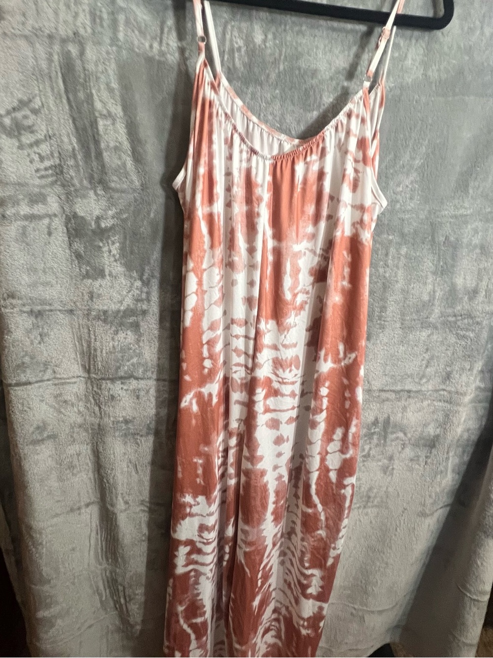 Tie-Dye Maxi Slip Jump suit  - Rust/White